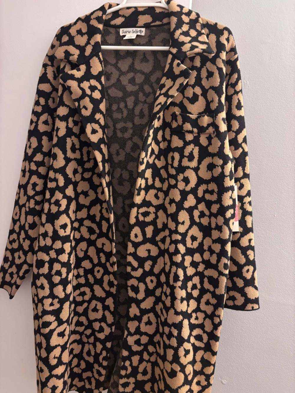 Cherie Collette Black and Tan Leopard Coatigan